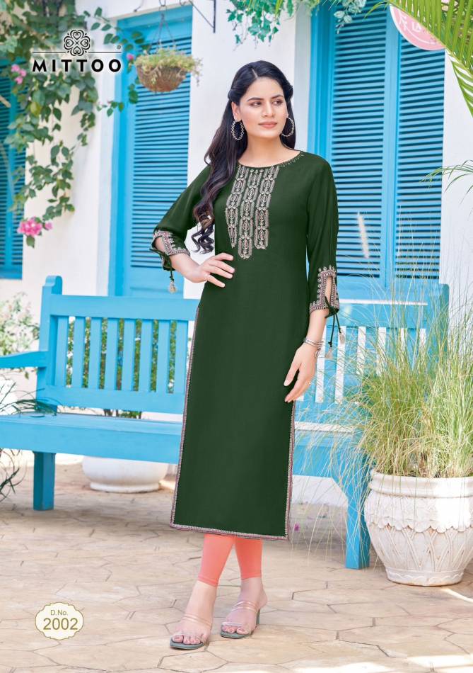 Styli By Mittoo Heavy Rayon Embroidery Kurtis Wholesale Price In Surat